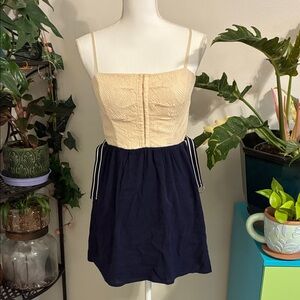 City Triangles Cream and Navy Dress with belt
